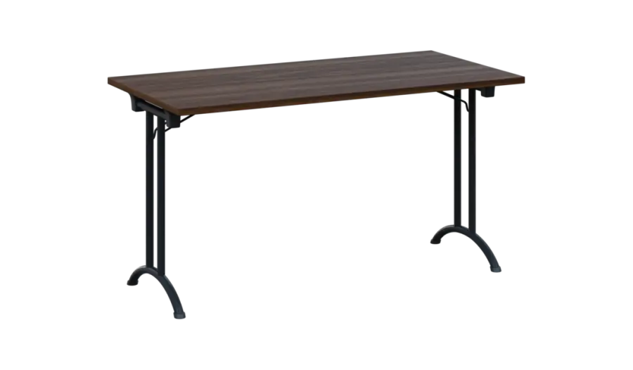 SLA 140 lak skládací jednací stůl 1394x700, deska 25 mm, podnož černý lak, deska ořech královský